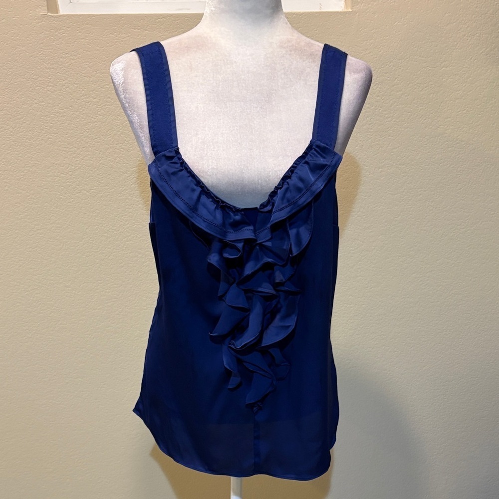 White House Black Market Deep Blue Ruffle Camisole